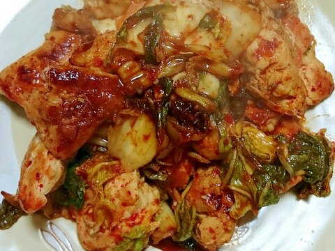 簡単!美味しく☆鶏胸肉で鶏キムチ